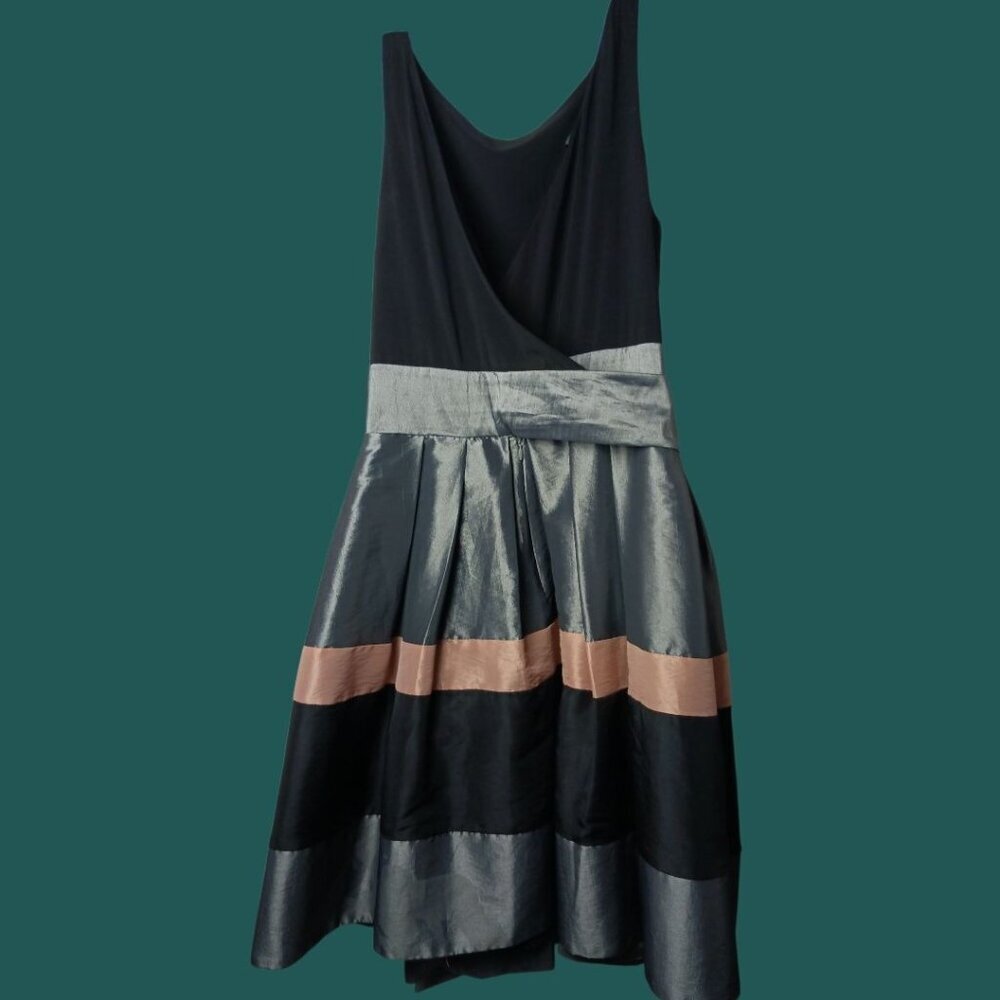S.L. Fashions Color blocked Womens Party Dress Tie Belt Size Blk/Silver SIZE 10 - Picture 6 of 9